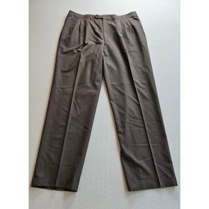 Canali Milano Men Brown Pleated Cuffed Dress Pants Made in Italy 37x33